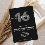 Convite Moderno Elegante 16.º Aniversário<br><div class="desc">Convite para aniversário de 21 anos moderno elegante. Design de modelo de convite de aniversário de 21 anos minimalista com uma caligrafia elegante com letra de escrita manuscrita.</div>