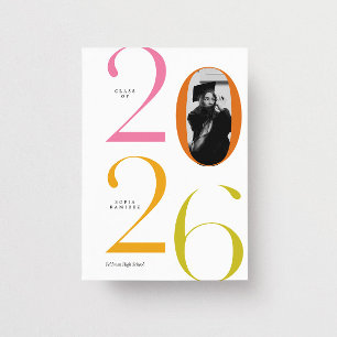 Convite Moderno Elegante 2026 Ousado Retrô Foto Graduação