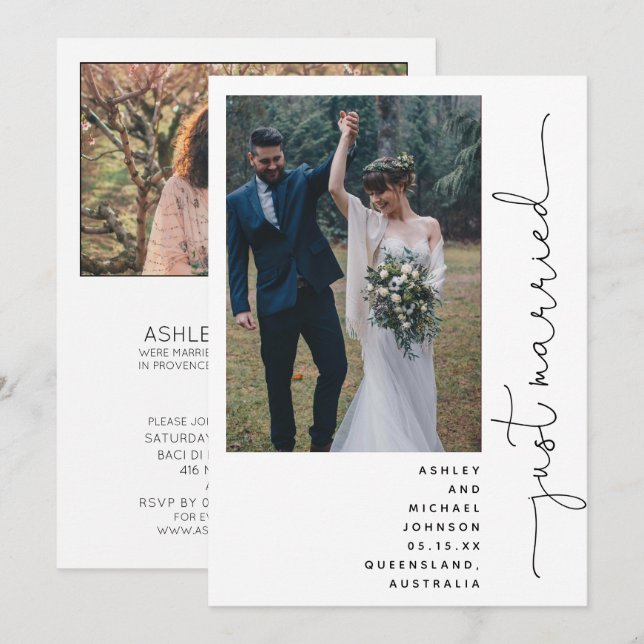 Convite Moderno Elegante Apenas Recepção de Casamento 2 Fo (Frente/Verso)