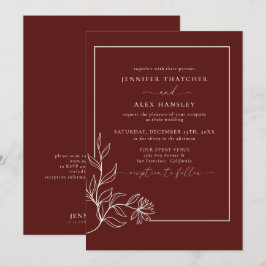 Convite Moderno Elegante Botânico Deixa Código QR Casado