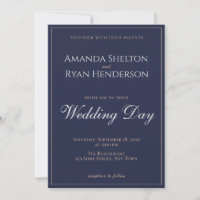 Moderno Elegante Casamento com Letra Azul Meia-Noi