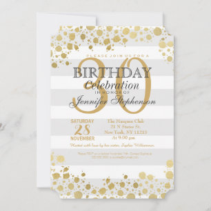 Convite Moderno Elegante, Faux Dourados Splatters and Stri