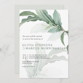 Convite Moderno Elegante Folhas Tropicais