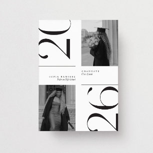 Convite Moderno Elegante Formatura 2026 Preto e Branco Fot