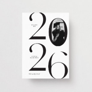 Convite Moderno Elegante Formatura 2026 Preto e Branco Fot