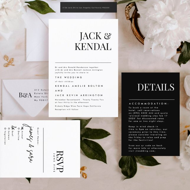 Convite Moderno Elegante | Nomes Editáveis Casamento (Invitation showcasing suite - additional items (bought separately))