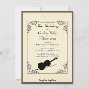 Convite Moderno Elegante para Casamento com Violin