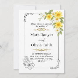 Convite Moderno Elegante para Casamento - Simples