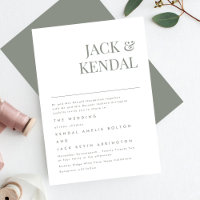 Moderno Elegante Verde | Nomes editáveis Casamento
