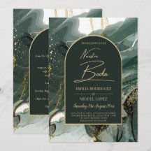 Moderno Emerald Green Dourado Agate Marble WEDDING