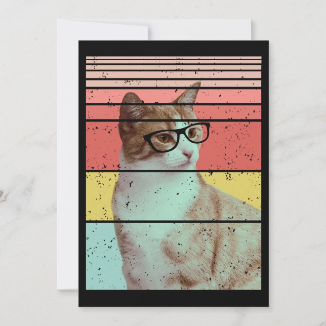 CONVITE MODERNO ENGRAÇADO GATO FOFO VINTAGE  (Frente)