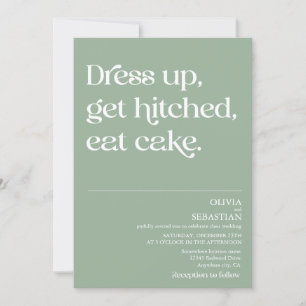Convite Moderno Engraçado Mínimo Typografia Sage Casamento