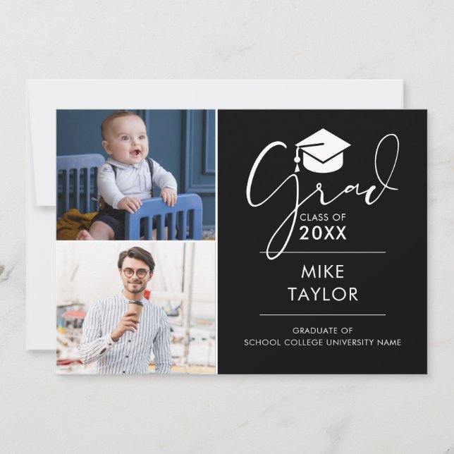 Convite Moderno Então E Agora 2 Festa de Formatura com Fot (Frente)