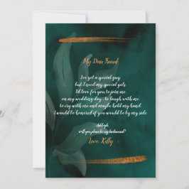 Convite moderno esmerald green e leavwill será minha madri