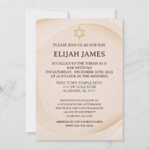 Convite Moderno Estrela de Davi de Ouro Elegante Bar Mitzv