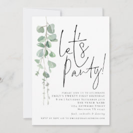 Convite Moderno Eucalyptus Permite aniversário de 21 anos