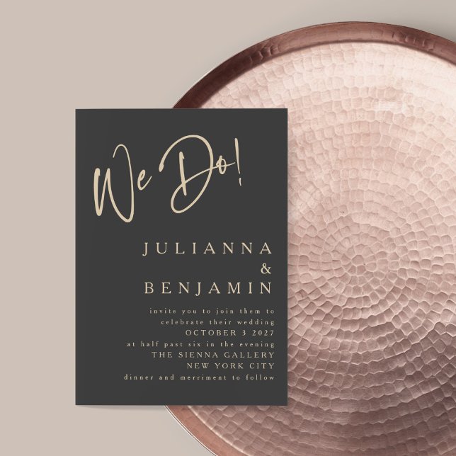 Convite Moderno Fazemos Casamento Elegante De Beige Negro (Criador carregado)