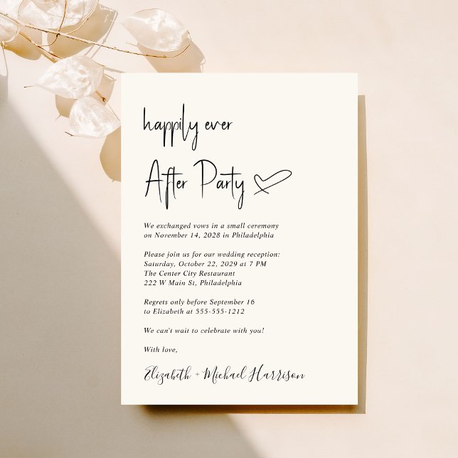 Convite Moderno feliz para sempre após a Recepção de casam (An chic Happily Ever After Party invitation for your wedding celebration)