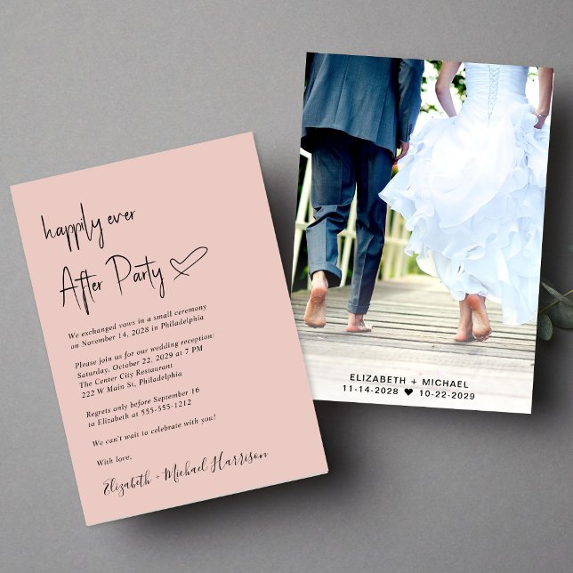 Convite Moderno feliz para sempre após a Recepção de casam (An chic Happily Ever After Party invitation for your wedding celebration)