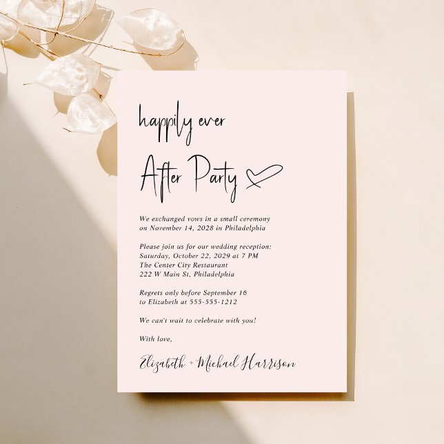 Convite Moderno feliz para sempre após a Recepção de casam (An chic Happily Ever After Party invitation for your wedding celebration)