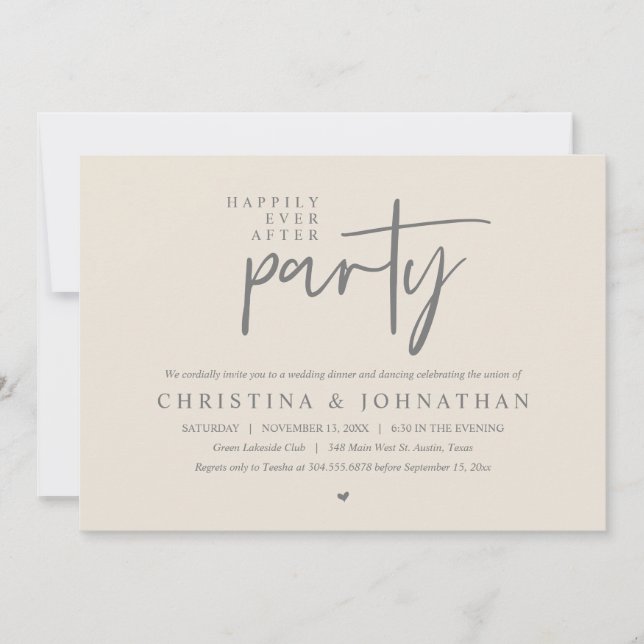 Convite Moderno Felizmente Depois do Janto de Casamento de (Frente)