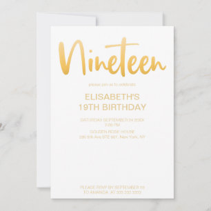 Convite Moderno Festa de Aniversário de 19 Anos Simples e