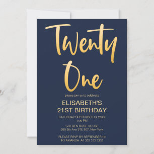 Convite Moderno Festa de Aniversário de 21 Anos Simples e