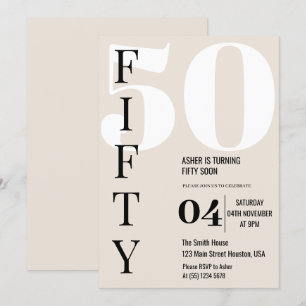 Convite Moderno Festa de Aniversário de 50 Anos Elegante