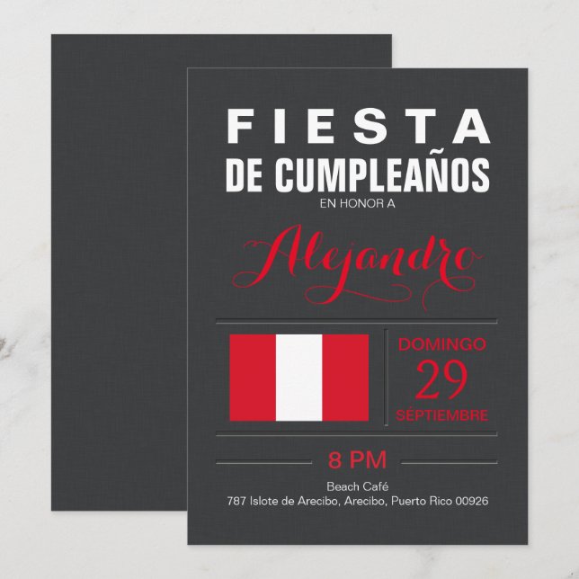 Convite Moderno: Festa do Peru (Frente/Verso)