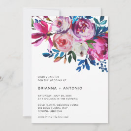 Convite Moderno Floral Brilhante, Tudo Em Um Casamento
