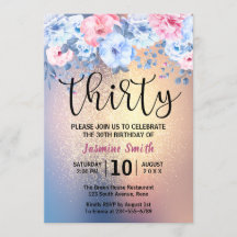 Moderno Floral Dourado aniversário de 30 anos