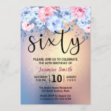 Moderno Floral Dourado Glitter 60º Aniversário