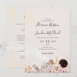 Convite Moderno Floral Simples Aquarela Tudo Em Um Casamen