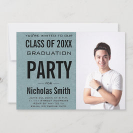 Convite Moderno Formando de Homem Festa de formatura Azul