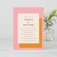 Moderno Geométrico Elegante Casamento Rosa e Laran