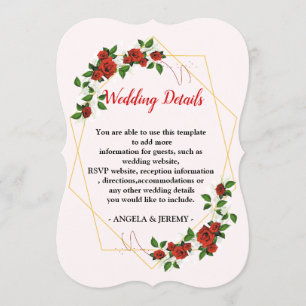 Convite Moderno Geométrico Vermelho Floral-casamento Recep