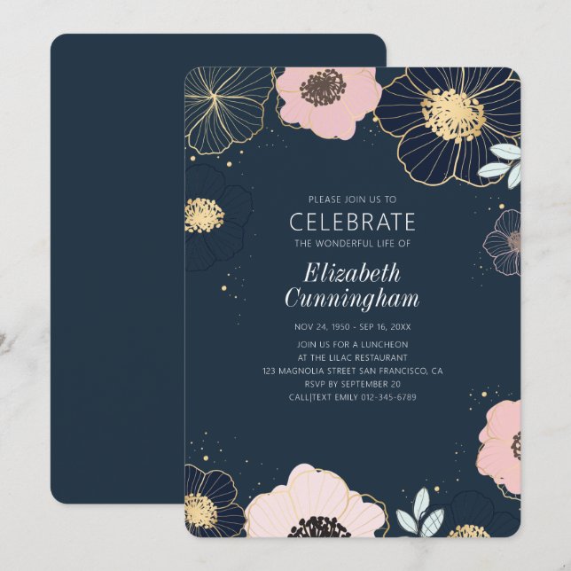 Convite Moderno grave a celebração floral da flor da vida (Frente/Verso)