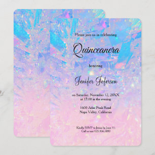 Convite moderno holográfico de Quinceanera