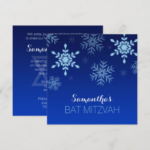 Convite Moderno inverno País das Maravilhas Azul Bat Mitz