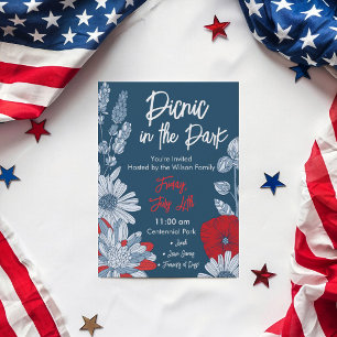 Convite Moderno Jardim Floral Americano Quatro de Julho