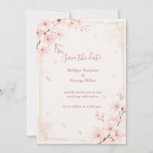 Convite Moderno Luxo Sakura Casamento Florido