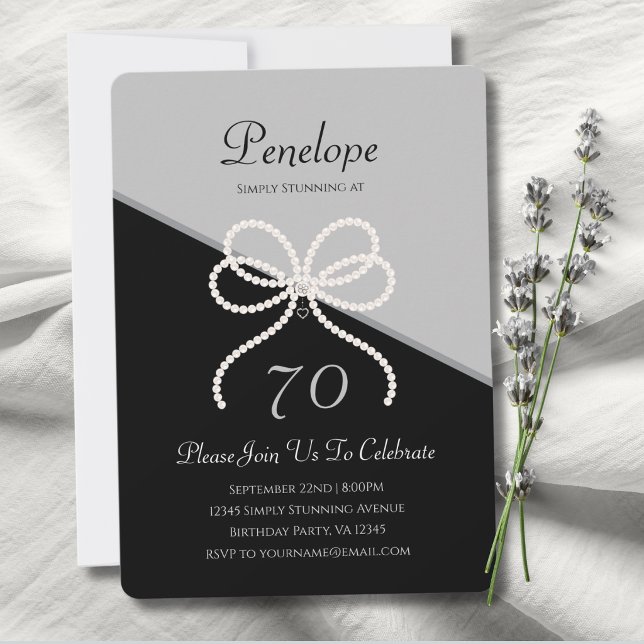 Convite Moderno Luxuoso Simplesmente Deslumbrante Aniversá (A simply stunning 70th birthday invitation for a milestone celebration.)