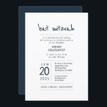 Convite Moderno   Minimalista Bat Mitzvah<br><div class="desc">Composto por uma escrita lúdica e uma tipografia serif; Tudo num fundo branco. 

Este foi projetado por materiais de terceiros selecionados,  exclusivos para o Zazzle.

Disponível aqui:http://www.zazzle.com/selectpartysupplies</div>