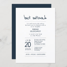 Convite Moderno + Minimalista Bat Mitzvah