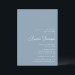 Convite Moderno Minimalista Bat Mitzvah Script Dusty Blue<br><div class="desc">Convite Mínimo Moderno a Bat Mitzvah</div>