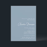 Convite Moderno Minimalista Bat Mitzvah Script Dusty Blue<br><div class="desc">Convite Mínimo Moderno a Bat Mitzvah</div>