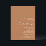 Convite Moderno Minimalista Bat Mitzvah Script Terracotta<br><div class="desc">Convite Mínimo Moderno a Bat Mitzvah em Boho Terracotta Brown</div>