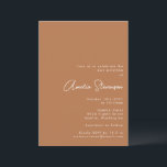 Convite Moderno Minimalista Bat Mitzvah Script Terracotta<br><div class="desc">Convite Mínimo Moderno a Bat Mitzvah em Boho Terracotta Brown</div>