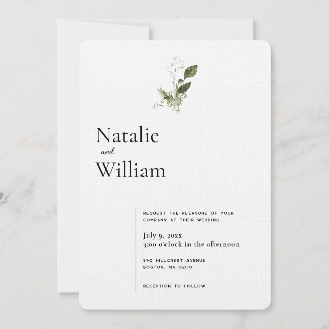 Convite Moderno Minimalista | Casamento com Verdejante de  (Frente)