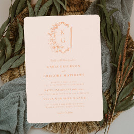 Convite Moderno Minimalista | Casamento em Bege e Rosa